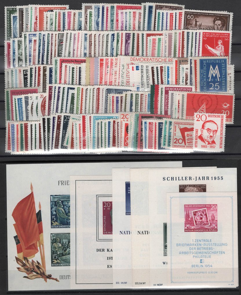 Duitse Democratische Republiek (DDR) 1954/1958 - Compleet assortiment van speciale postzegels en blokken van de jaargangen #1.0
