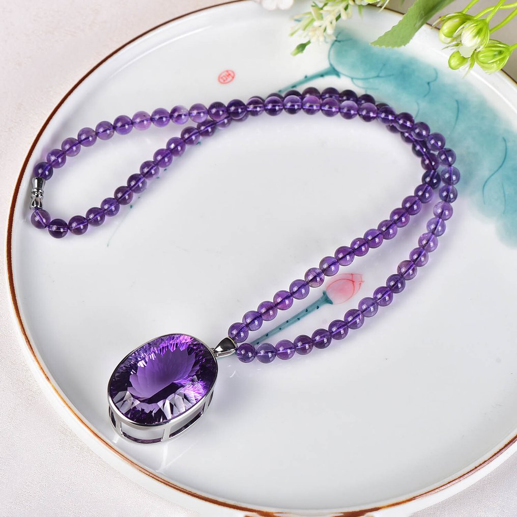 ALGT 认证 - 天然紫水晶项链，配大紫水晶吊坠 优雅且独特- 67.13 g #3.2