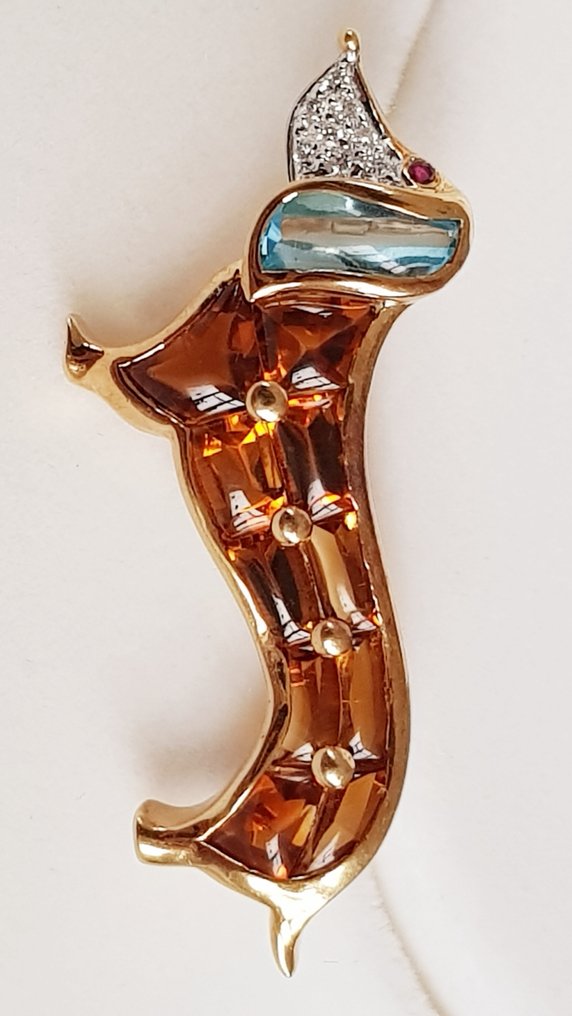 胸针 或白色或黄色 - 4.90ct. tw. 黄水晶 - 钻石 - 精彩的中性胸针 #2.1