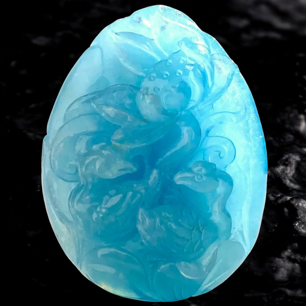 Aquamarine Carving with Floral Motif - Extraordinary Mineral form a Unique Handwork - 885 Carats - Altezza: 80 mm - Larghezza: 61.5 mm- 177 g #4.3