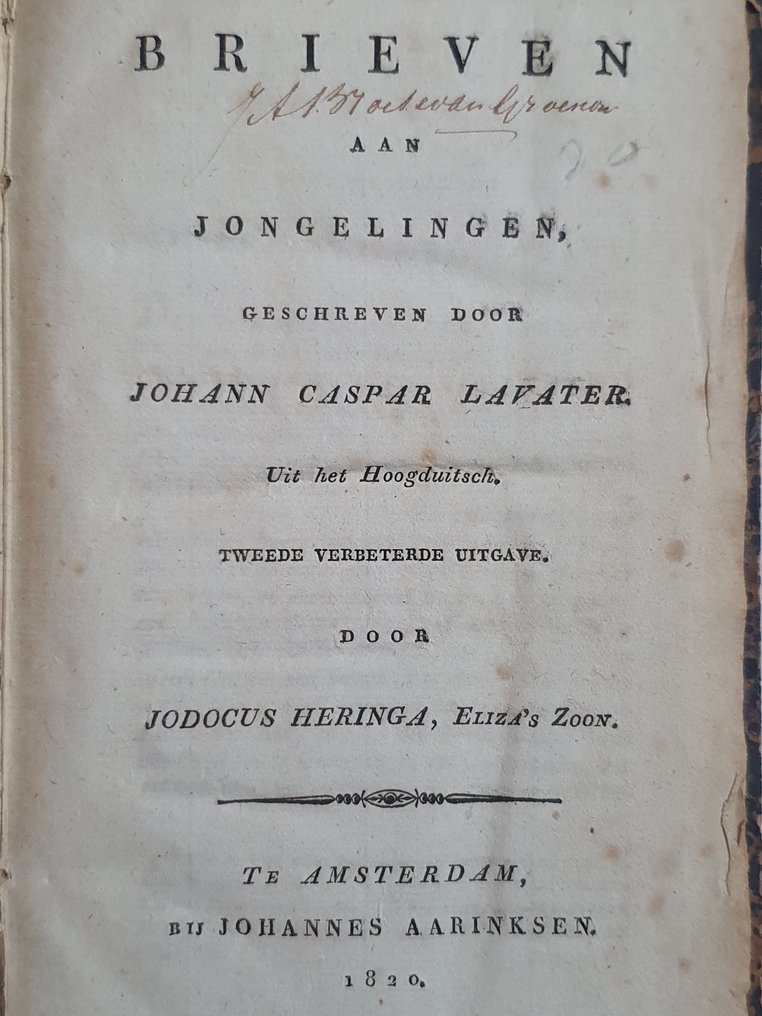 Johan Caspar Lavater - Brieven aan Jongelingen - 1820 #1.0