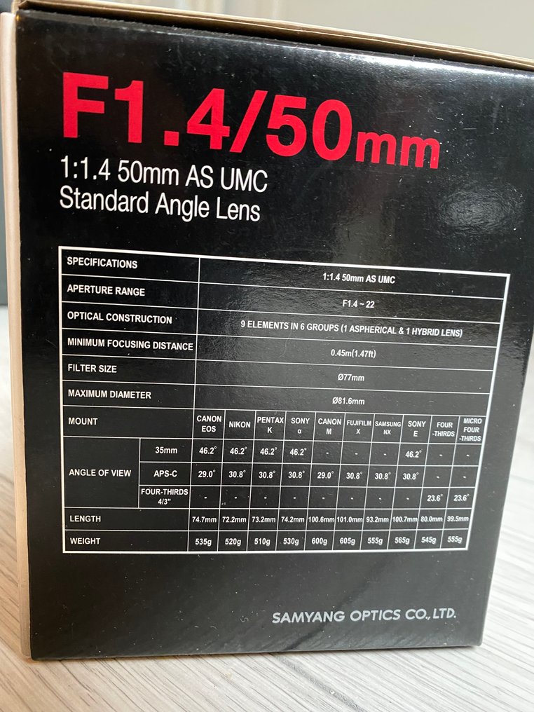 Samyang Optics F1.4/50mm Prime lens #2.1