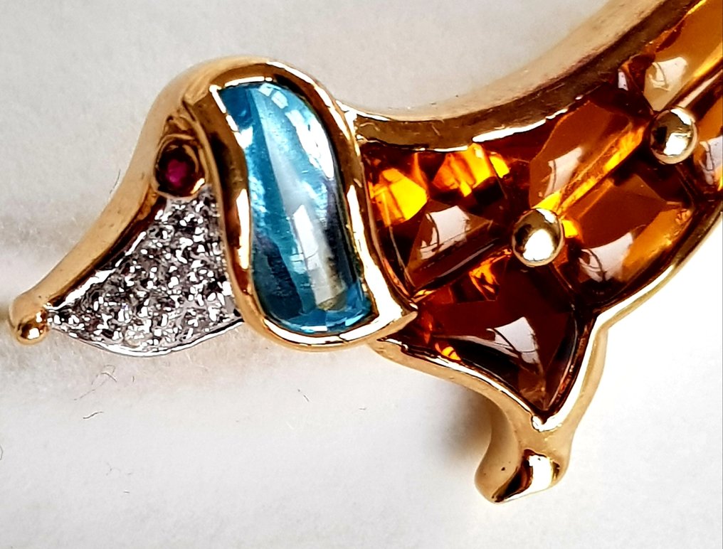 胸针 或白色或黄色 - 4.90ct. tw. 黄水晶 - 钻石 - 精彩的中性胸针 #3.2