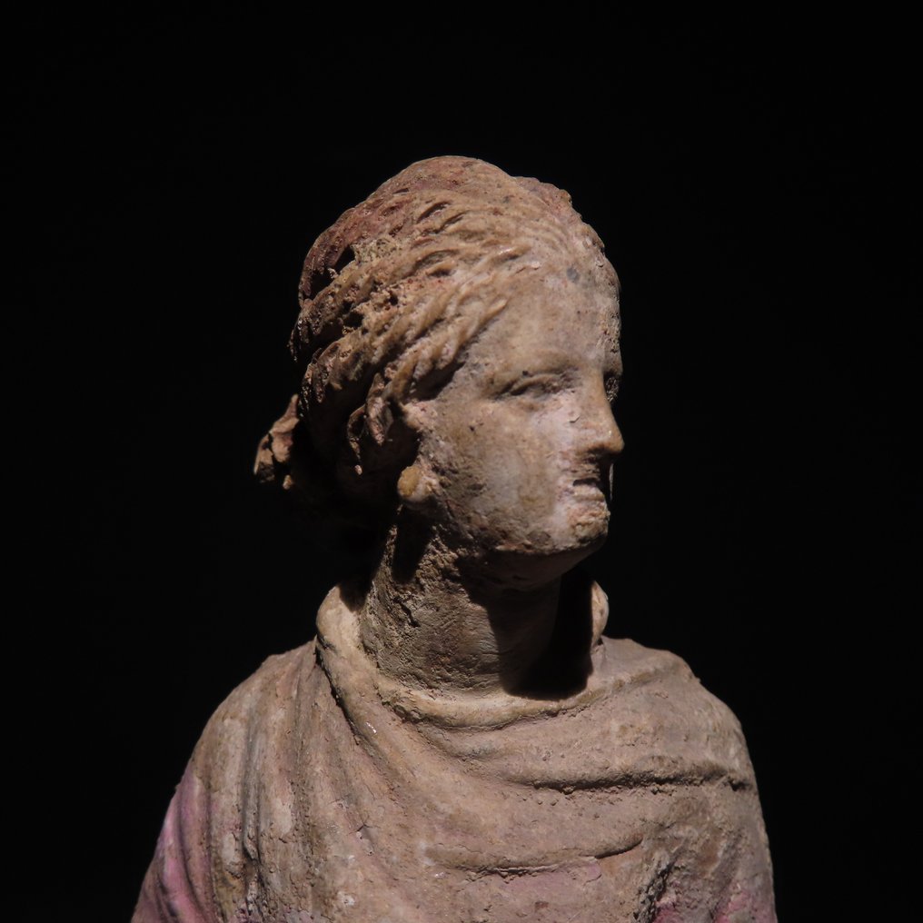 古希腊 Terracotta 女性雕像。公元前4-3世纪。高19.5厘米。TL测试。 #1.0