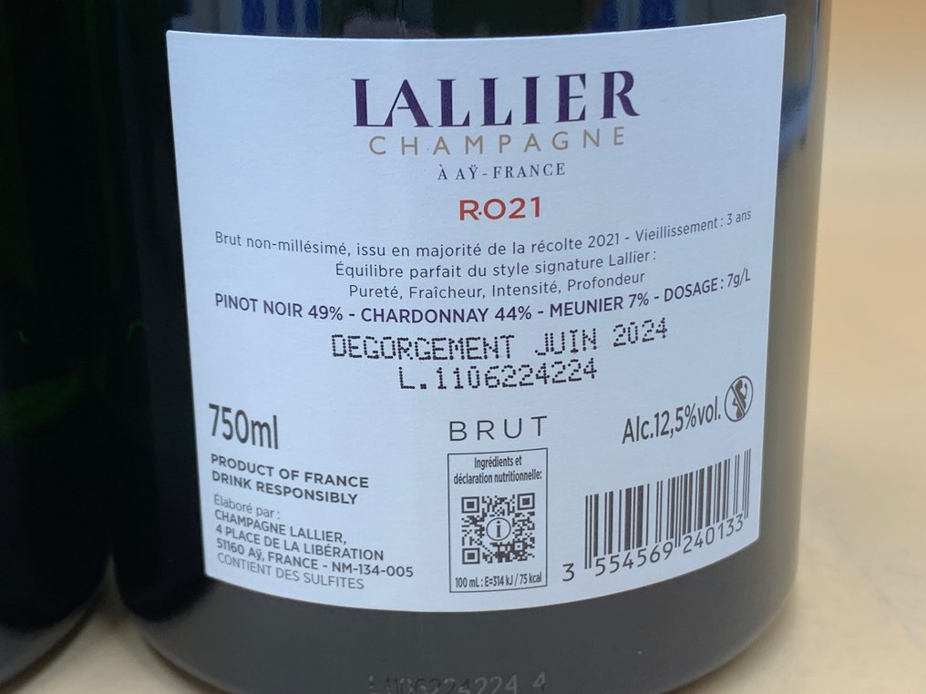 Lallier, Réflexion Série R.021 - Champagne Brut - 3 Pullot (0.7 L) #2.1