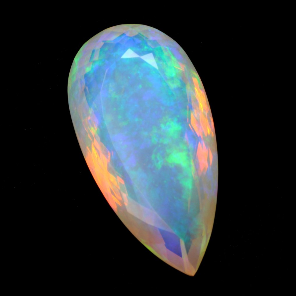 Hvit Opal - 17.25 ct - Internasjonal forening for fargede edelstener (ICA GemLab) - Fargesterk lek! Facete #3.2