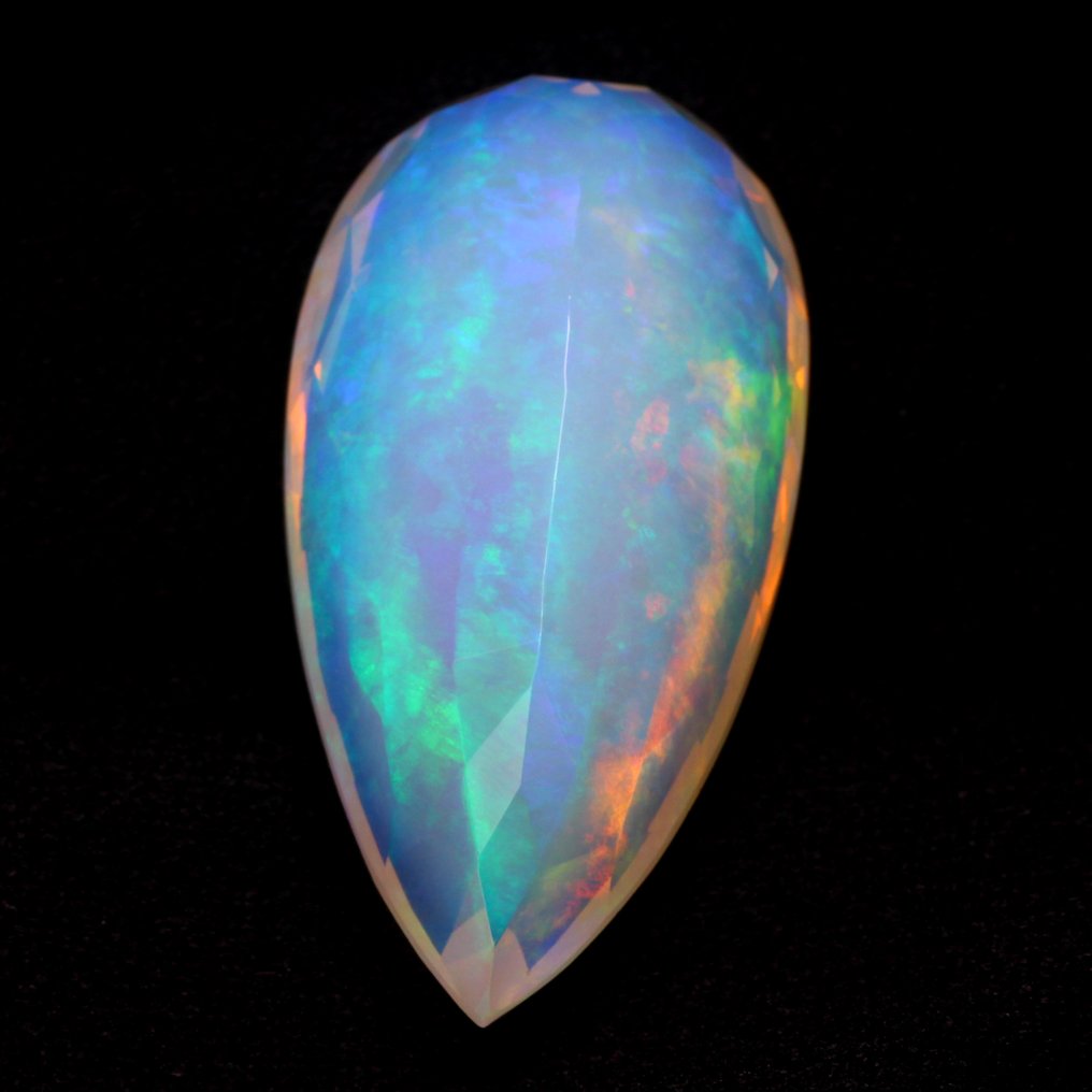 Hvit Opal - 17.25 ct - Internasjonal forening for fargede edelstener (ICA GemLab) - Fargesterk lek! Facete #1.0