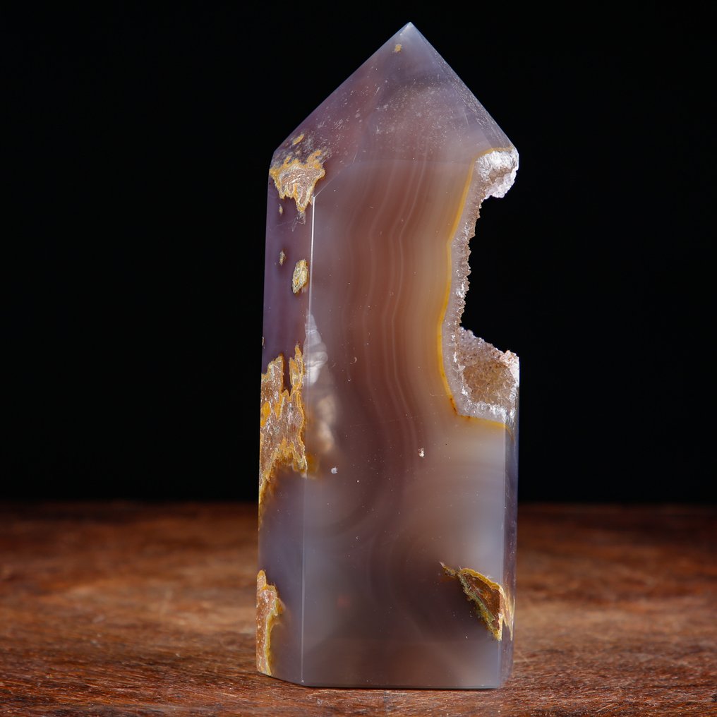 Special Agate Geode Marvellous Agate Obelisk - Shimmering Brown Calcite Crystallization - Exclusive Mineral Specimen - Height: 194 mm - Width: 88 mm- 1573 g #2.1