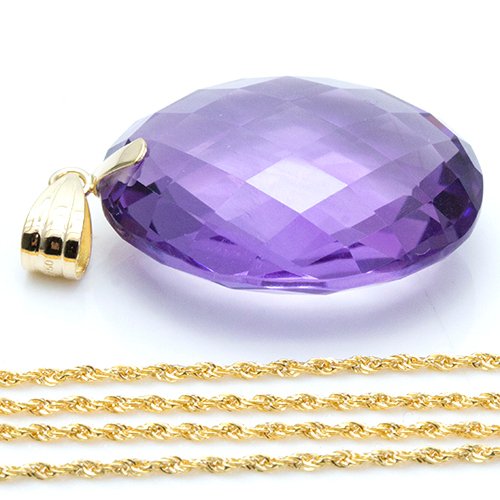 吊墜頸鏈 - 18 克拉 黃金 紫水晶 #3.2