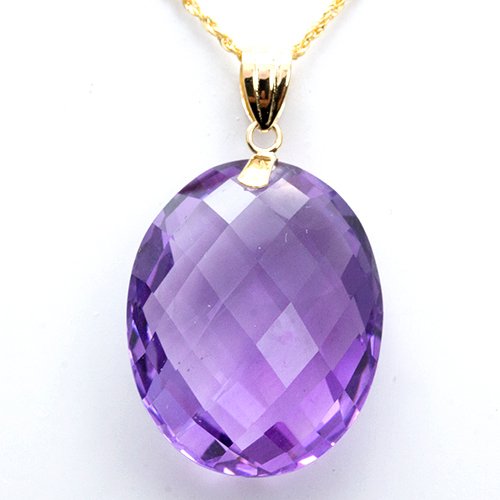 吊墜頸鏈 - 18 克拉 黃金 紫水晶 #2.1
