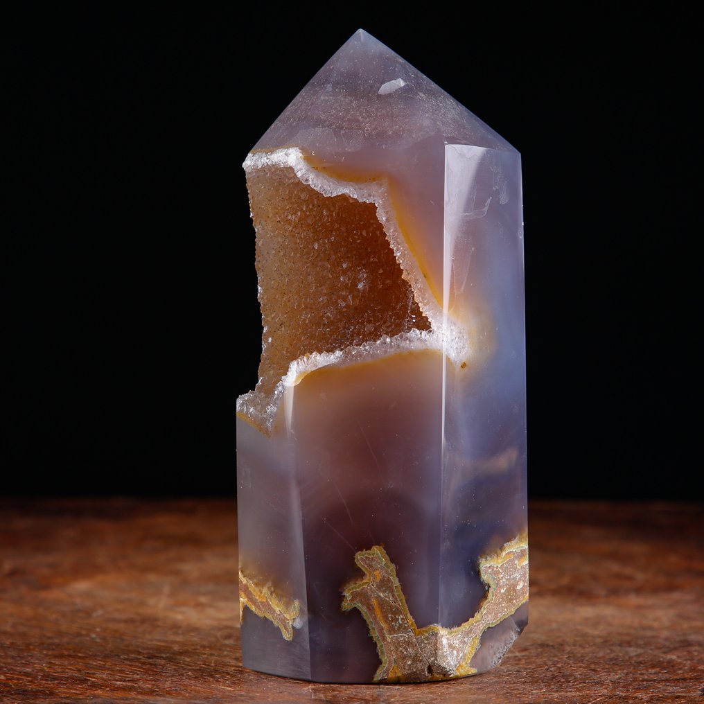 Special Agate Geode Marvellous Agate Obelisk - Shimmering Brown Calcite Crystallization - Exclusive Mineral Specimen - Height: 194 mm - Width: 88 mm- 1573 g #3.2