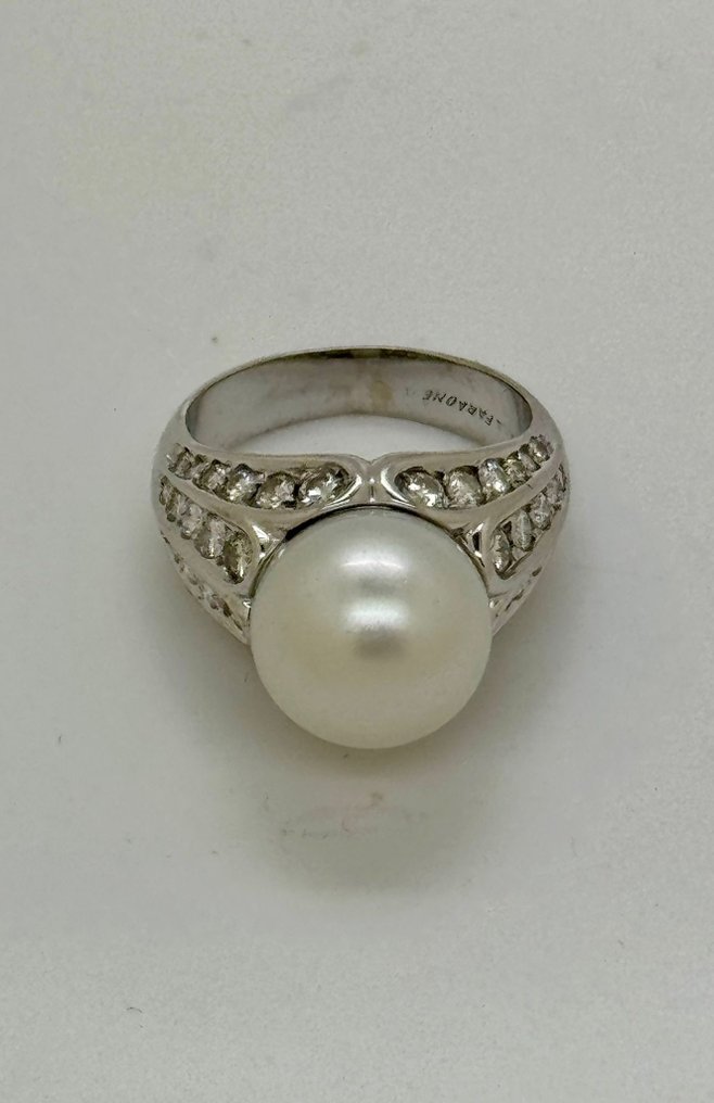 Δαχτυλίδι - 18 καράτια Λευκός χρυσός - διαμάντια και μαργαριτάρια «Faraone» #4.3
