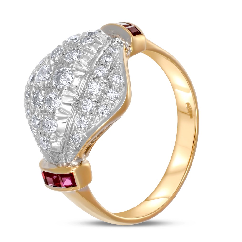 Ring - 18 karat Gull, Hvitt gull -  0.94ct. tw. Rubin - Diamant #3.2