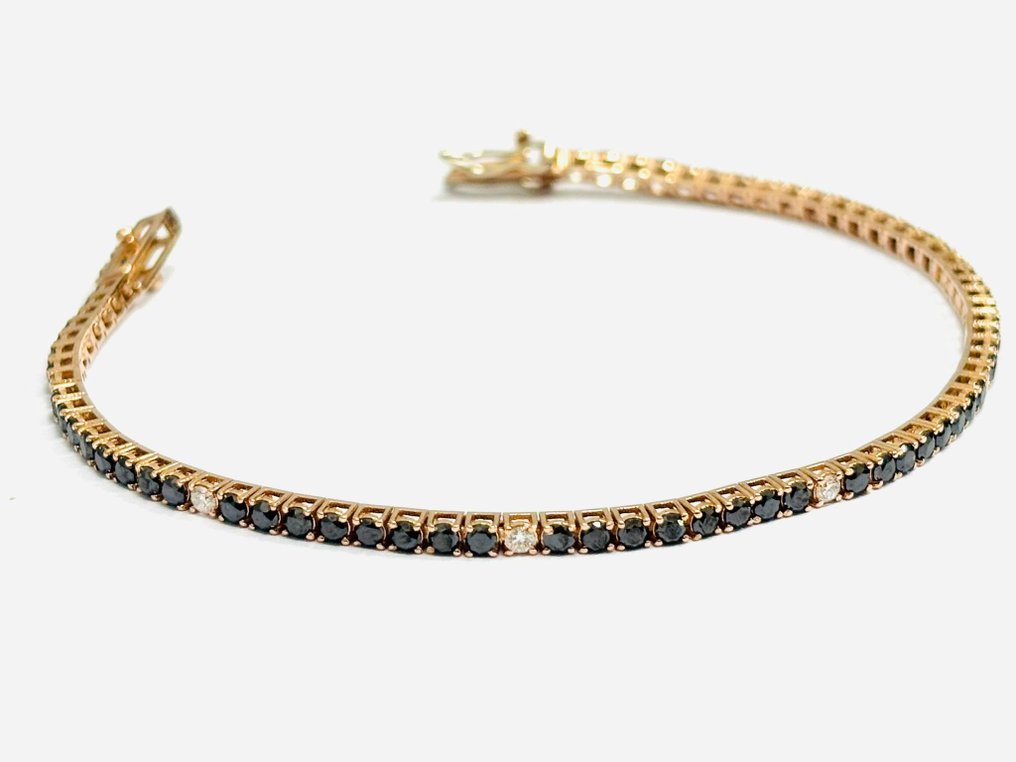 网球手链 - 18K包金 玫瑰金 -  6.60ct. tw. 钻石 (经彩色处理)  - 钻石 - 意大利制造 #2.1