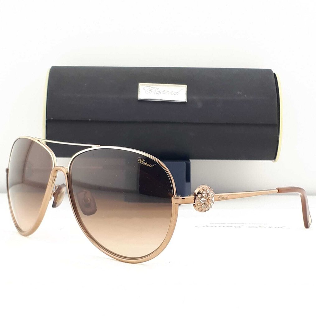 Chopard - Aviator Rose Gold and Brown with Rhinestones - Γυαλιά ηλίου #1.0