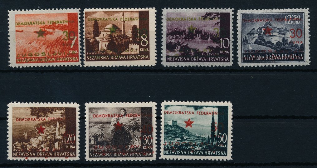 Iugoslavia 1945 - Republica Populară Croația, colecție completă, inclusiv mărci poștale */** - Michel Nr. 1/24 + Porto 1/5 #1.0