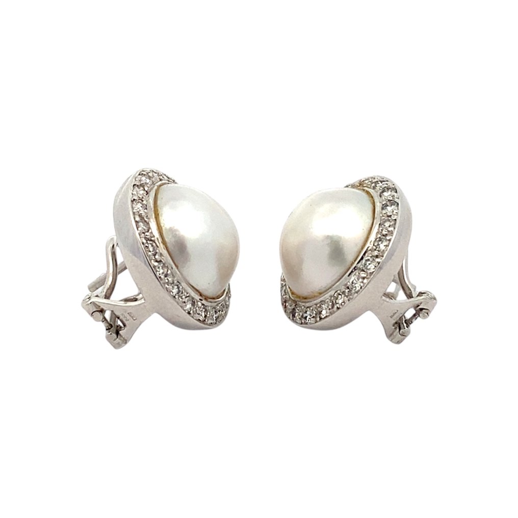 耳环 - 14K包金 白金 - 1.00ct. tw. 钻石 (天然) #3.2