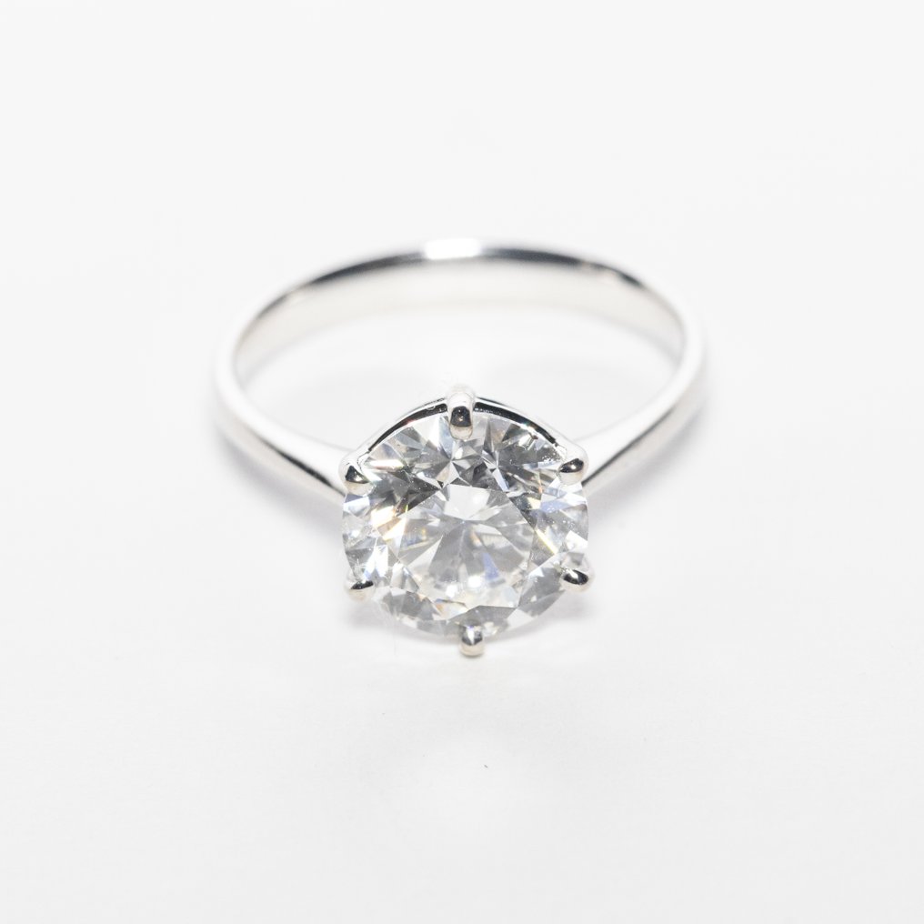 沒有保留價 - 訂婚戒指 - 18 克拉 白金 -  4.11ct. tw. 鉆石 (實驗室培育) - F VVS2 3EX #1.0