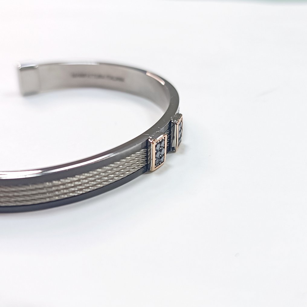 18 克拉 - 鋼, 玫瑰金, PVD Nero - 手鈪 - 工艺的 #1.0