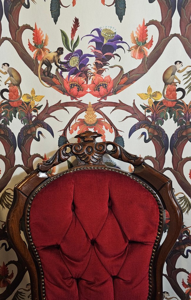 New! Tessuto Art Dèco esclusivo con scimmie e rami -  Realistic Animals Design - Tessuto  - 300 cm - 280 cm #4.3