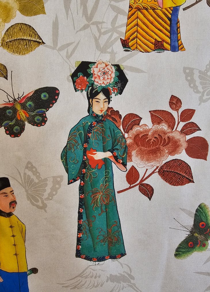 Eksklusivt stof fra Qing-dynastiet - 300x280cm - Orientalt eksklusivt design. - Tekstil - 300 cm - 280 cm #1.0