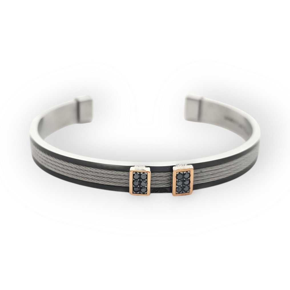 18 克拉 - 鋼, 玫瑰金, PVD Nero - 手鈪 - 工艺的 #1.0