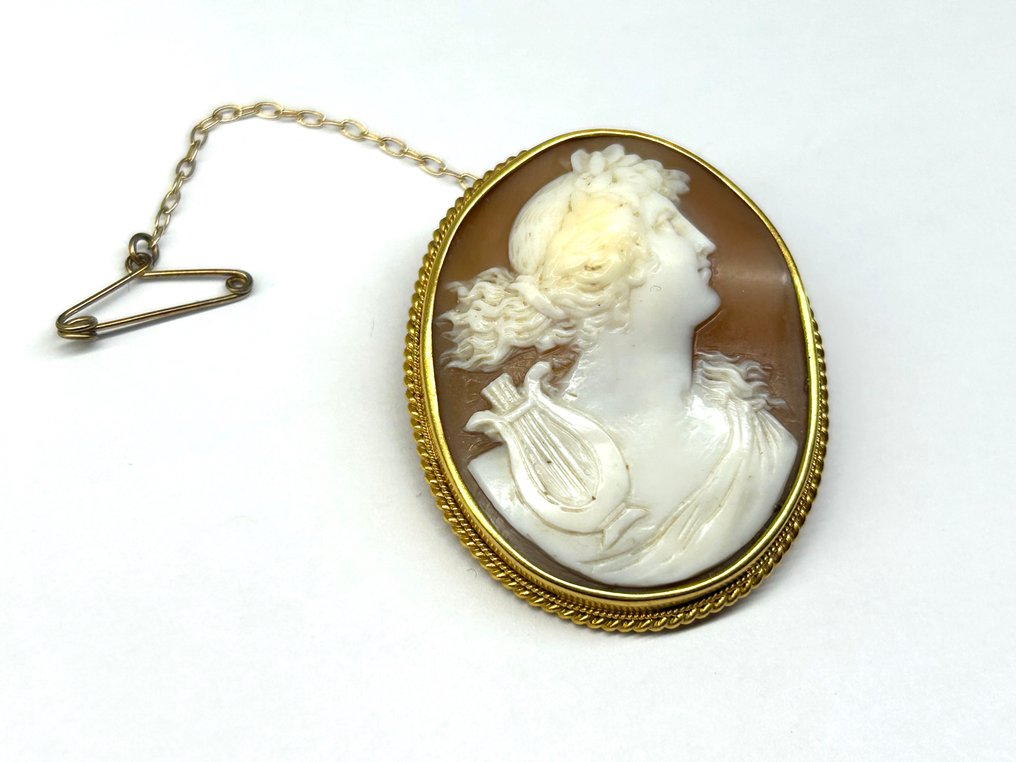 Medalion - 15 ct. Aur galben - Victorian Orpheus Cameo #1.0