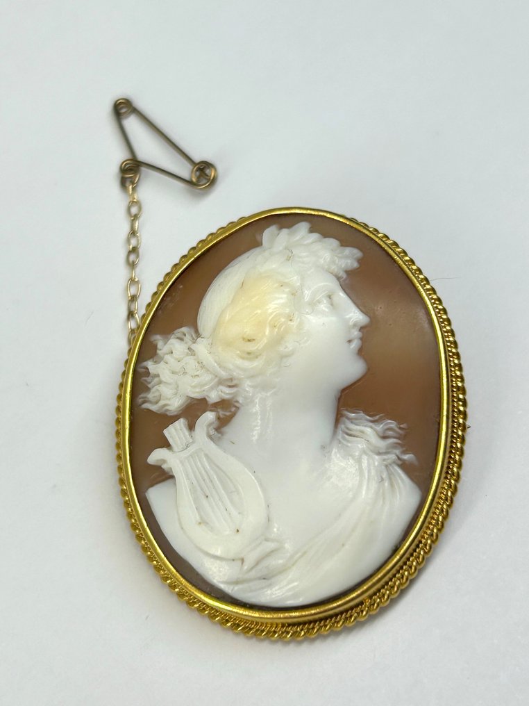 Medalion - 15 ct. Aur galben - Victorian Orpheus Cameo #1.0