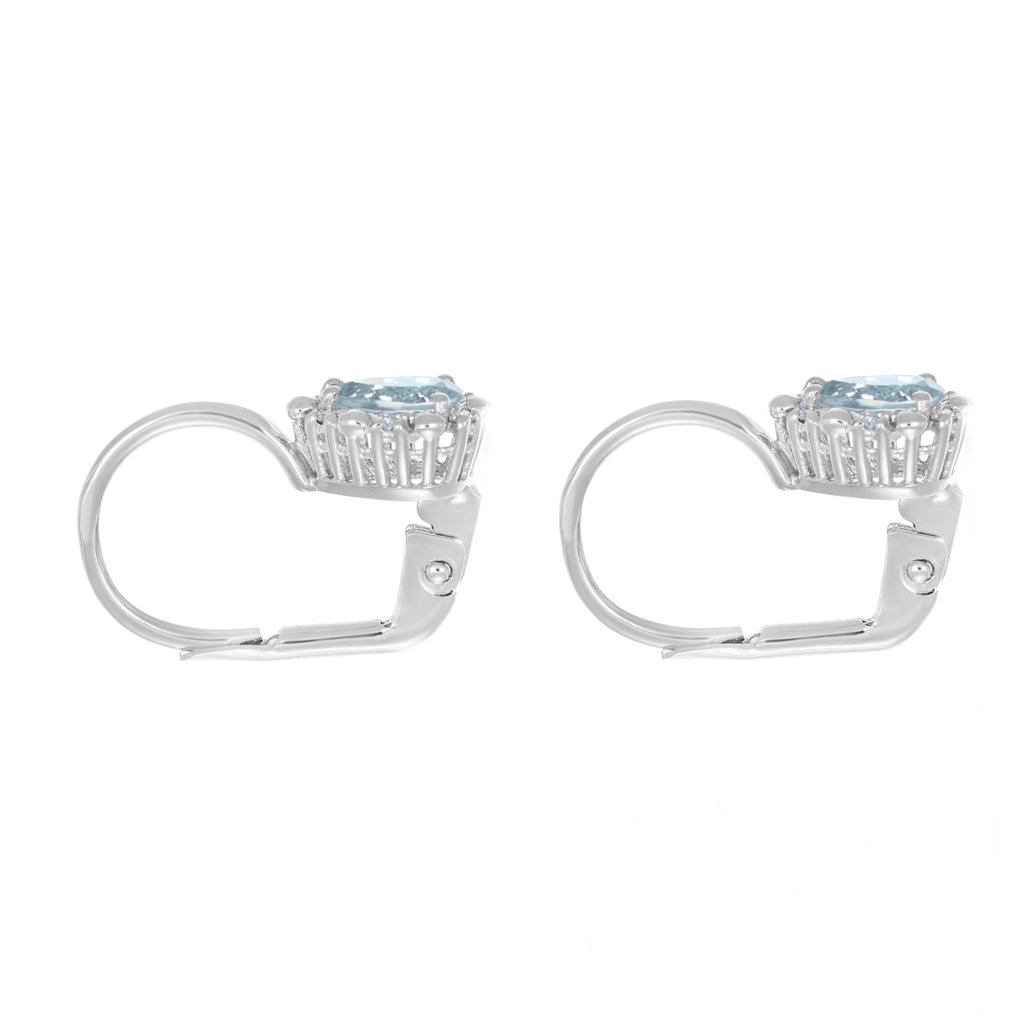 Σκουλαρίκια - 18 καράτια Λευκός χρυσός -  0.82ct. tw. Ακουαμαρίνης - Διαμάντι #4.3