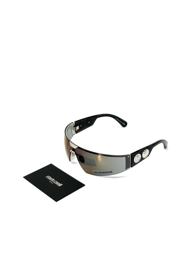 Roberto Cavalli - RC1120/S-16C Cat: *3, Black Silver, Oil-flash mirrored bolted monolens, monogram medallions *New - Γυαλιά ηλίου #2.1