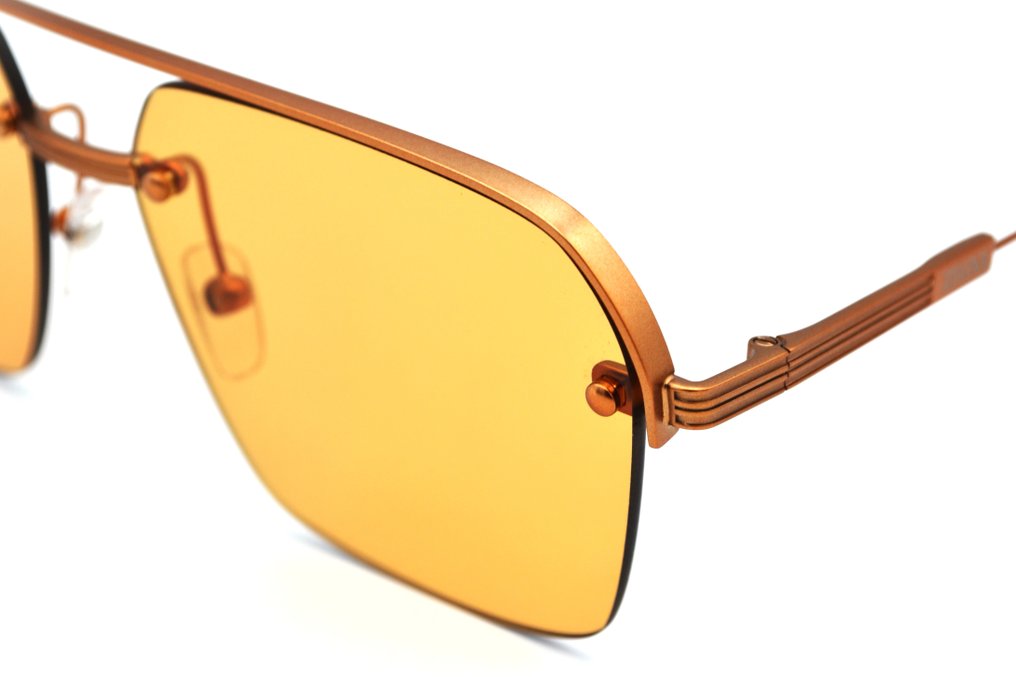 Ermenegildo Zegna - EZ0213 43E - Rectangular Design in Bronze Color - Orange lenses - *New* - Lunettes de soleil #3.2