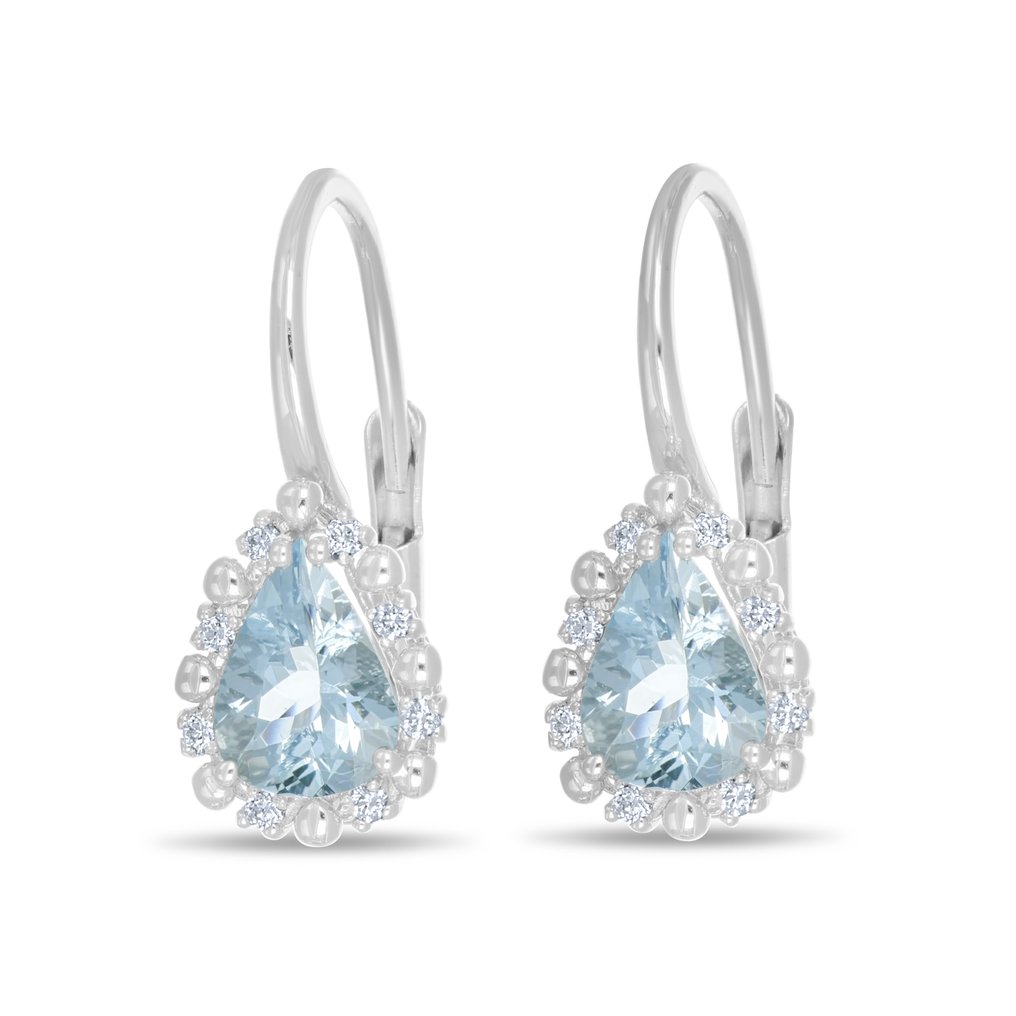 Σκουλαρίκια - 18 καράτια Λευκός χρυσός - 1.66ct. tw. Ακουαμαρίνης - Διαμάντι #1.0