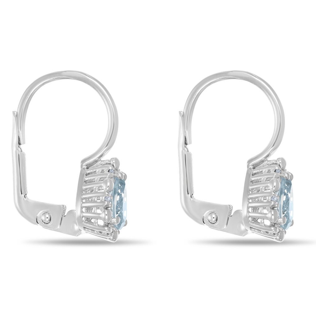 Σκουλαρίκια - 18 καράτια Λευκός χρυσός -  0.82ct. tw. Ακουαμαρίνης - Διαμάντι #2.1