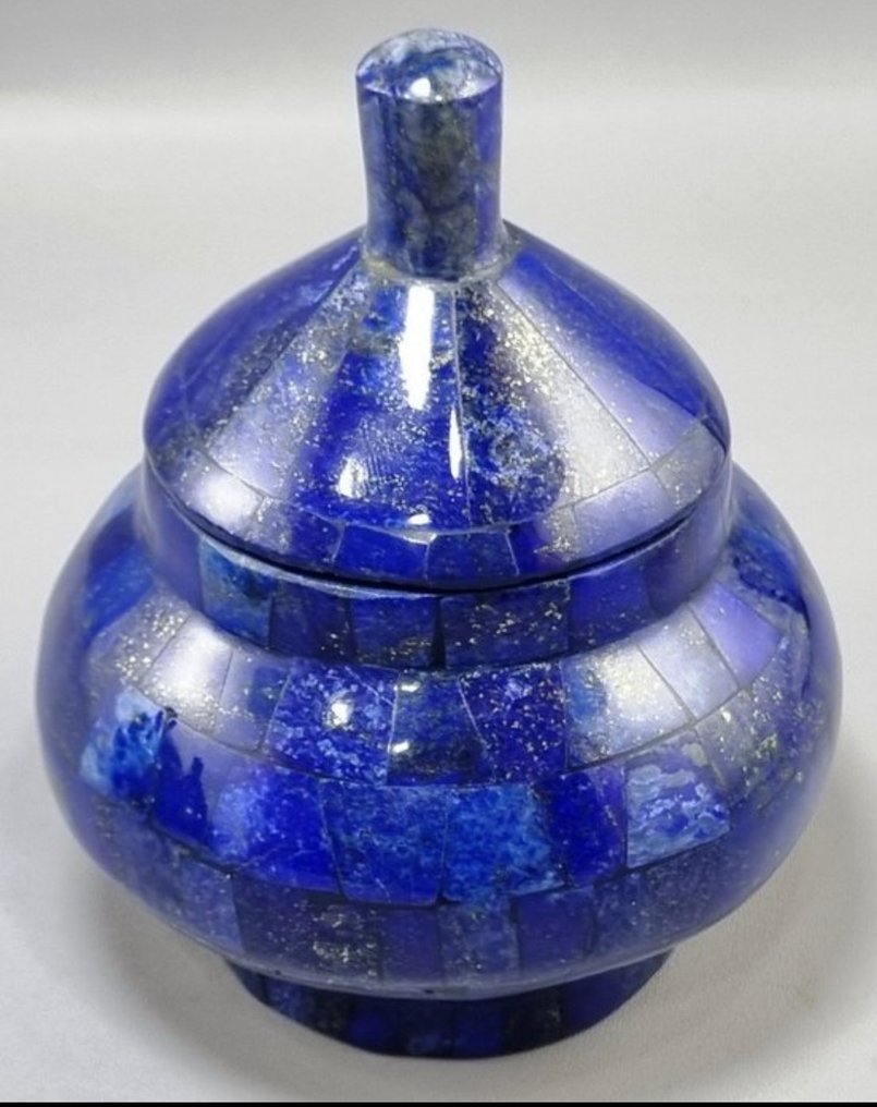 Set of 3 Beautiful Handmade Lapis lazuli Jewellery boxes - Height: 125 mm - Width: 125 mm- 1219 g - (3) #2.1