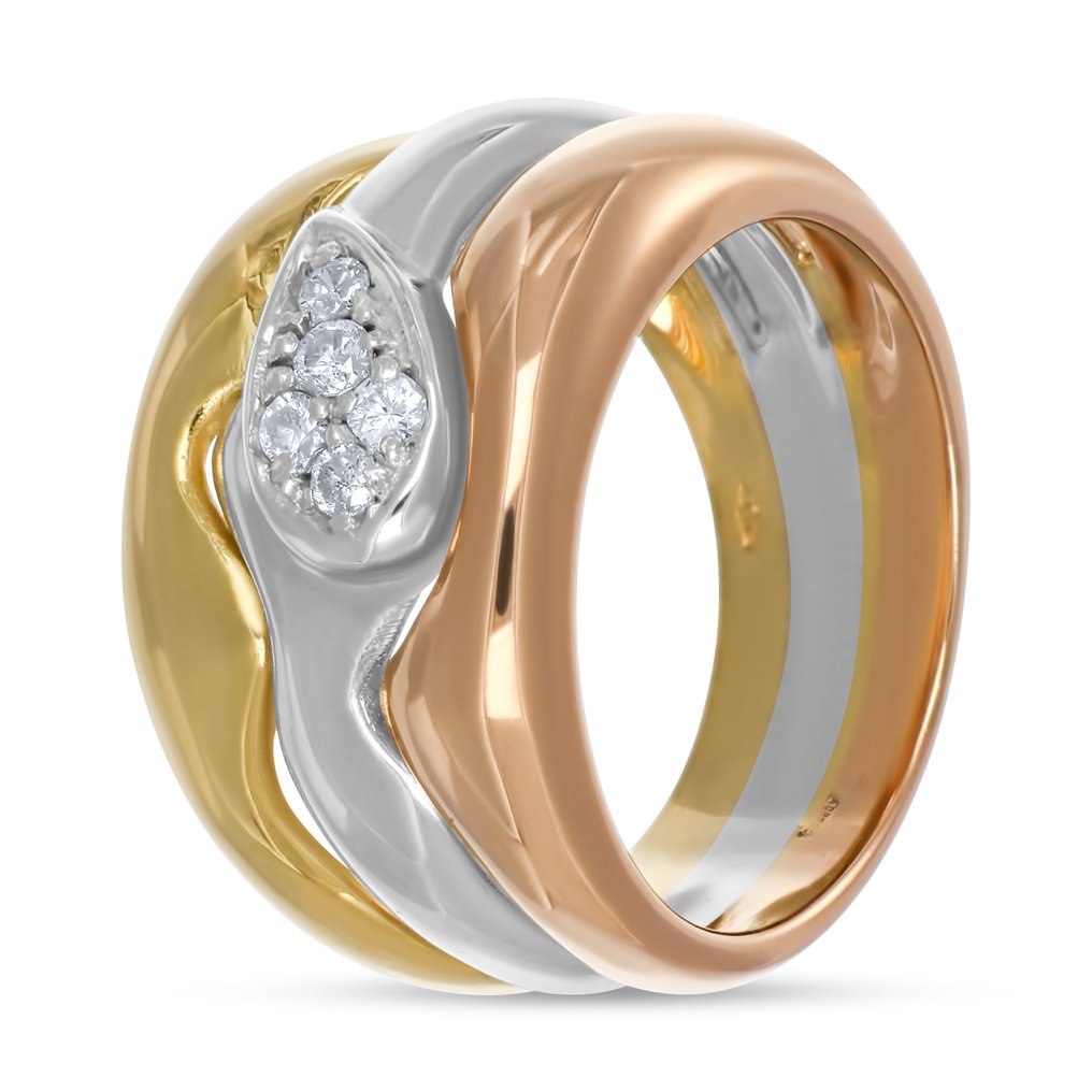 Bague - 18 carats Or jaune, Or blanc, Or rose - 0.25ct. tw. Diamant (Naturelle) #3.2