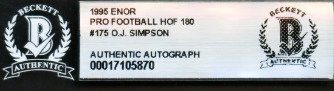 1995 Enor Pro Football O. J. Simpson - Beckett - 1 Graded card #2.1
