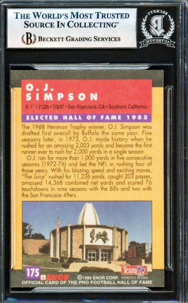 1995 Enor Pro Football O. J. Simpson - Beckett - 1 Graded card #3.2