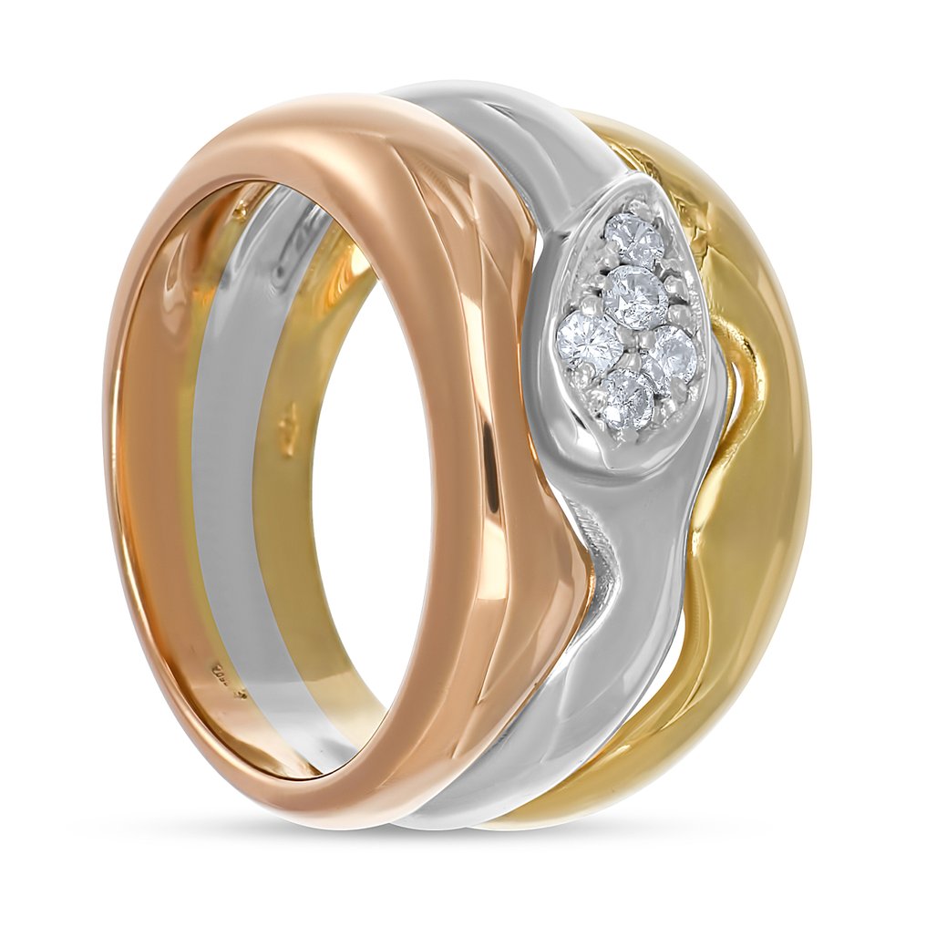 Bague - 18 carats Or jaune, Or blanc, Or rose - 0.25ct. tw. Diamant (Naturelle) #1.0