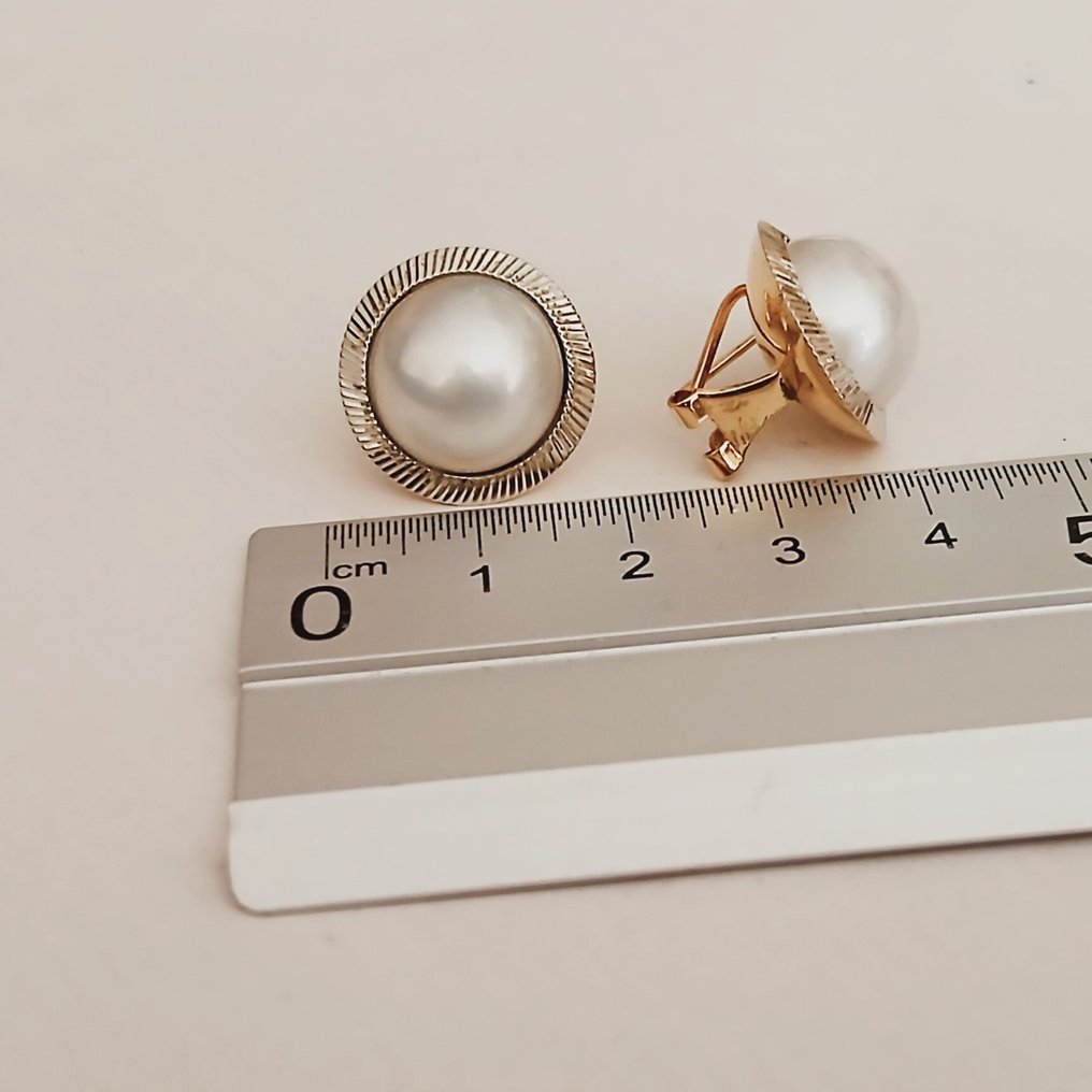 耳環 - 18 克拉 黃金 珍珠 #3.2