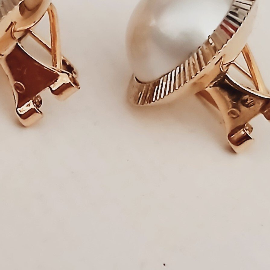 耳環 - 18 克拉 黃金 珍珠 #4.3