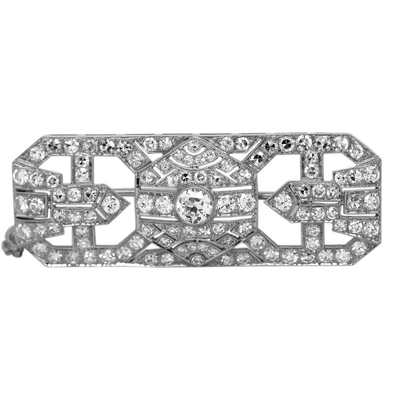 Brosche Platin Diamant (Natürlich) - Antik #1.0