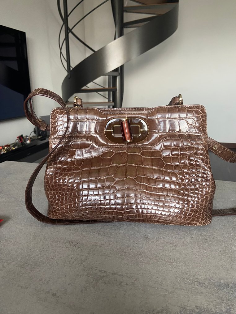 Bulgari - borsa alligatore lucido Isabella Rossellini - Schoudertas #4.3