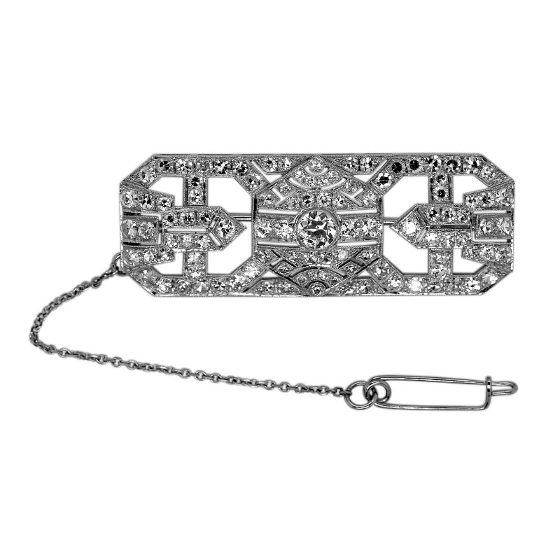 Brosche Platin Diamant (Natürlich) - Antik #1.0
