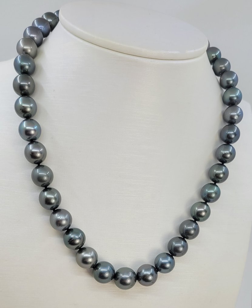 Halskette - 14 kt PSL-zertifizierte Tahitiperlen – 8,0 x 11,7 mm, Weißgold #1.0