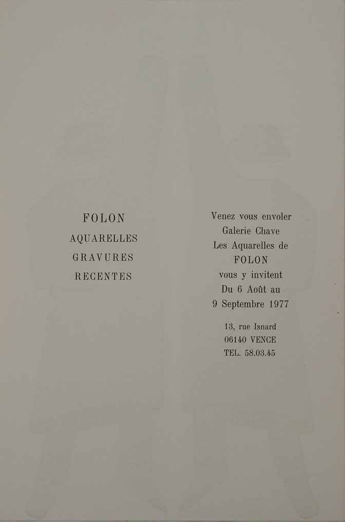 Jean-Michel Folon (1934-2005) - Homme et son double #3.2