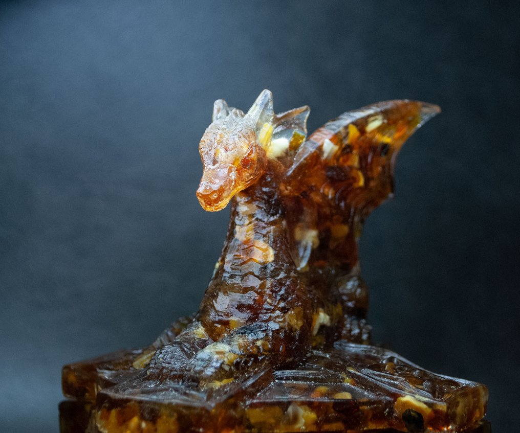 Κουτί κοσμημάτων με δράκο από Βαλτική κεχριμπάρι - Κεχριμπάρι - Gothic Soul - 12 cm - 11 cm  (χωρίς τιμή ασφαλείας) #3.2