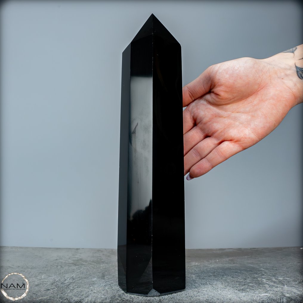 自然的黑色Obsidian 方尖碑，墨西哥- 978.44 g #1.0