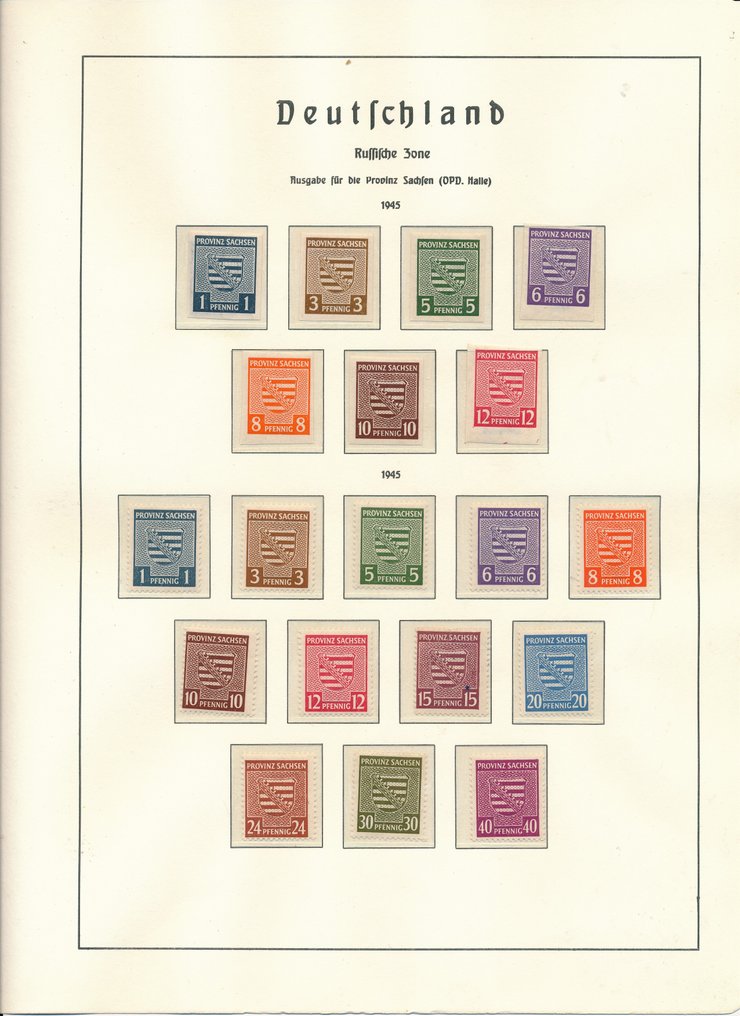 同盟國軍事佔領-德國(蘇聯區) 1945/1946 - 薩克森,幾乎只有 ** 收藏品,包括 Mi. No. 80 X(未使用) #1.0
