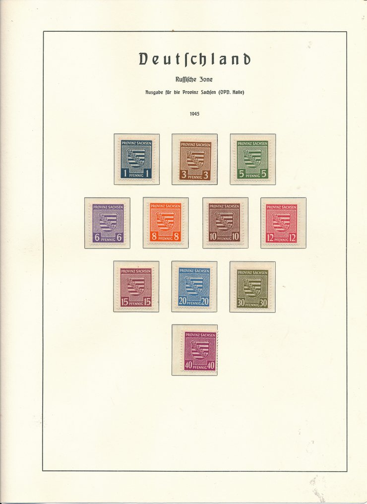 同盟國軍事佔領-德國(蘇聯區) 1945/1946 - 薩克森,幾乎只有 ** 收藏品,包括 Mi. No. 80 X(未使用) #1.0