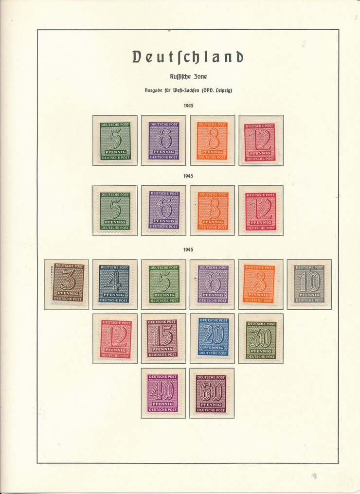 同盟國軍事佔領-德國(蘇聯區) 1945/1946 - 薩克森,幾乎只有 ** 收藏品,包括 Mi. No. 80 X(未使用) #3.2